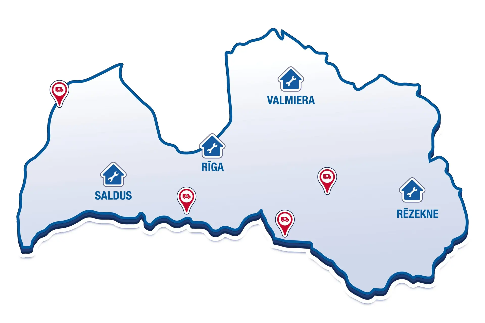 Intrac Latvia filiāļu karte